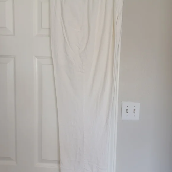 White Wide Leg Women's Pants - Lightweight Casual (Size XL) - Picture 3 of 5